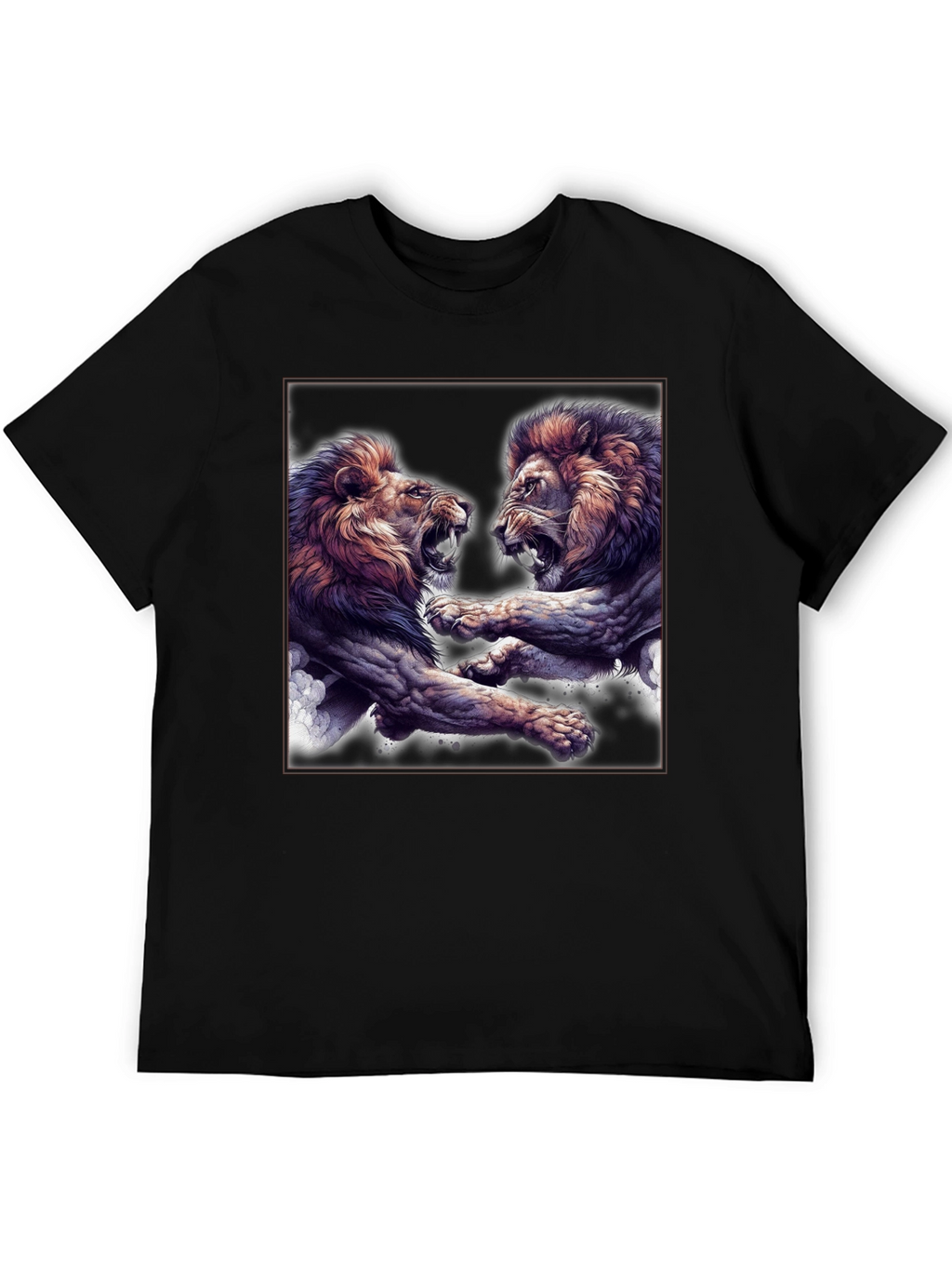 Lion Fight Graphic Black T-Shirt
