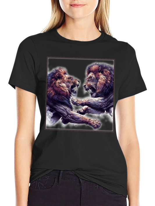 Lion Fight Graphic Black T-Shirt