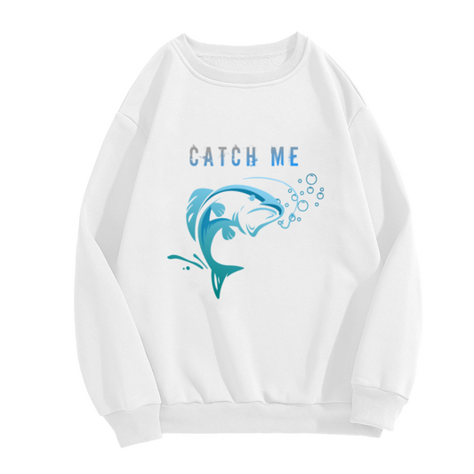 Catch Me Leaping Bass Fishing Crewneck Sweatshirt | Blue Angler Fish Graphic Pullover, Fisherman Gift