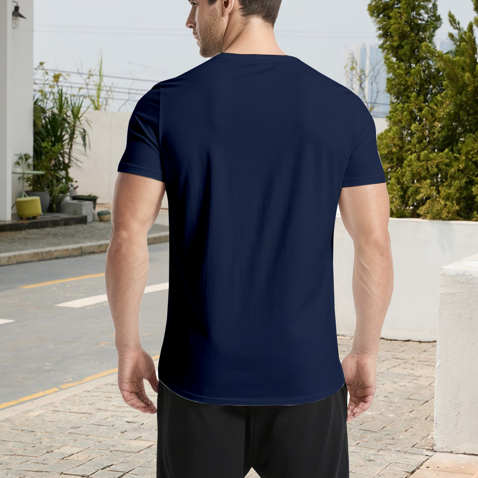 Minimal Chaos Letter Dark Navy T-Shirt, Dark Cool Daily Basic Oversized Tee