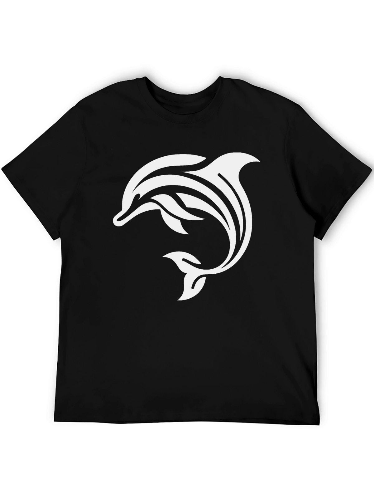 Black T-Shirt with White Dolphin Graphic