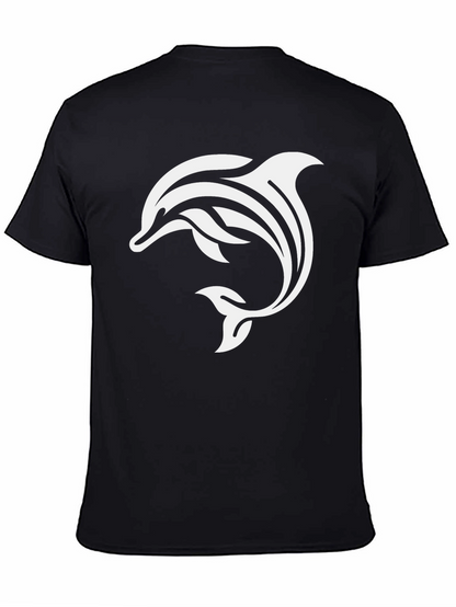 Black T-Shirt with White Dolphin Graphic