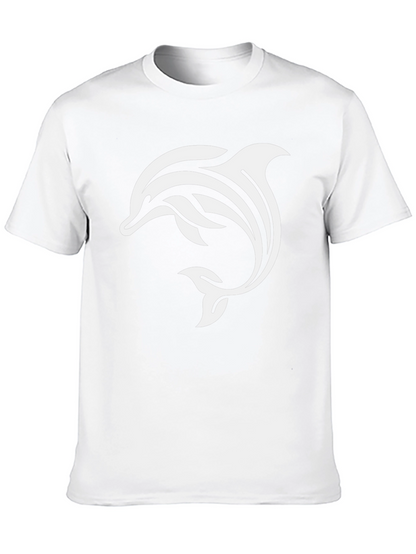 Black T-Shirt with White Dolphin Graphic