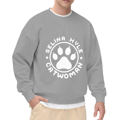 Selina Kyle Catwoman Paw Print Emblem Crewneck Sweatshirt | Superhero Badge Graphic Pullover, Comic Fan Gift