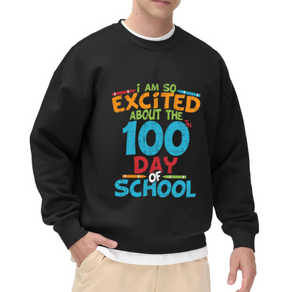 100th Day Of School Crayon Celebration Crewneck Sweatshirt | School Milestone Teacher Student Pullover, Back To School Gift