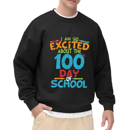 100th Day Of School Crayon Celebration Crewneck Sweatshirt | School Milestone Teacher Student Pullover, Back To School Gift