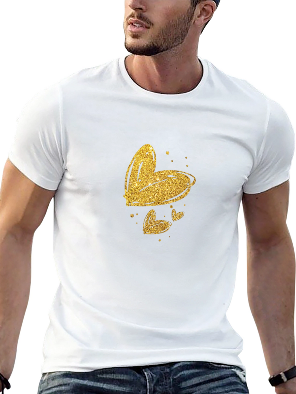 Golden Hearts Black T-Shirt