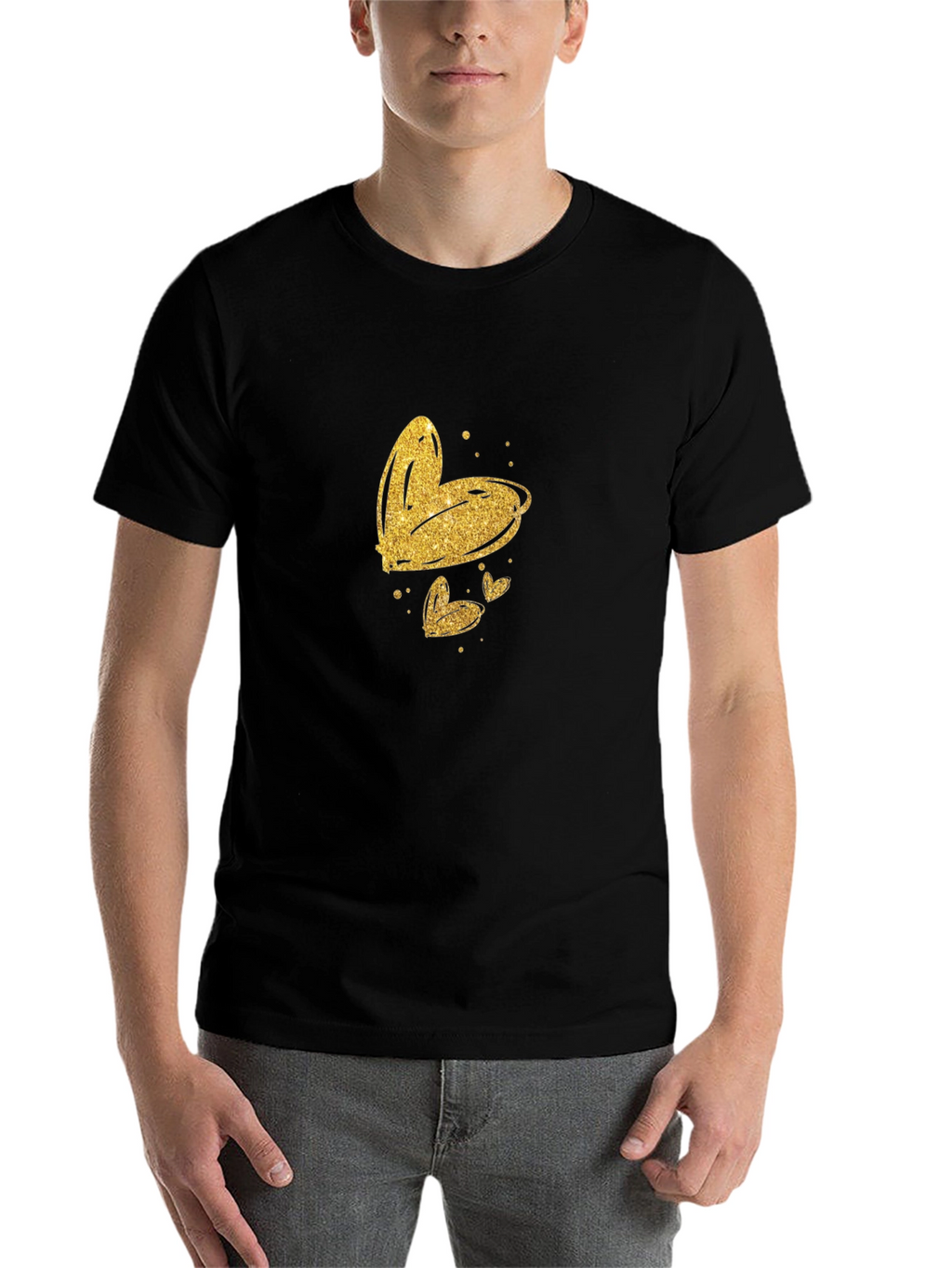 Golden Hearts Black T-Shirt