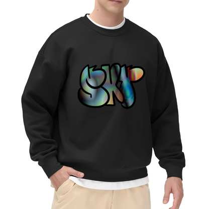 SkiP Graffiti Bubble Letters Crewneck Sweatshirt, Holographic Streetwear Pullover, Urban Art Gift
