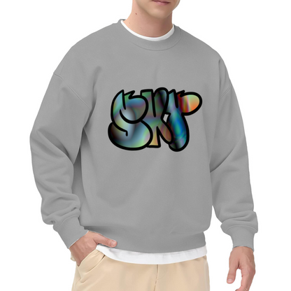 SkiP Graffiti Bubble Letters Crewneck Sweatshirt, Holographic Streetwear Pullover, Urban Art Gift