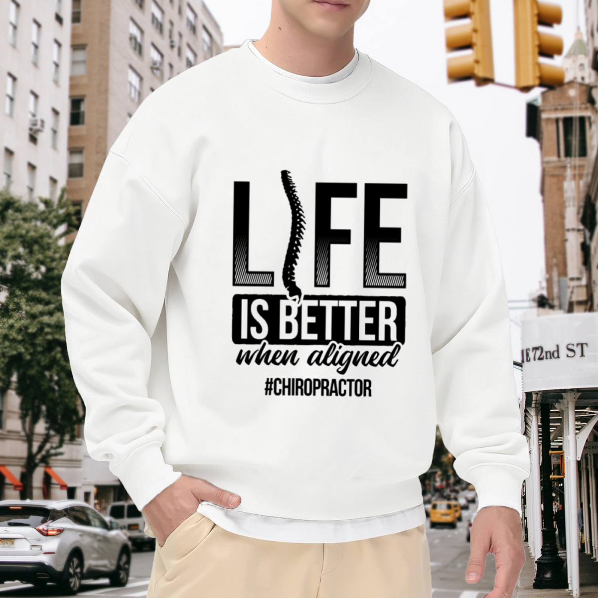Life Is Better When Aligned Sweatshirt | Chiropractor Spine Graphic Crewneck, Chiropractic Humor Pullover Top, Gift for Chiropractors