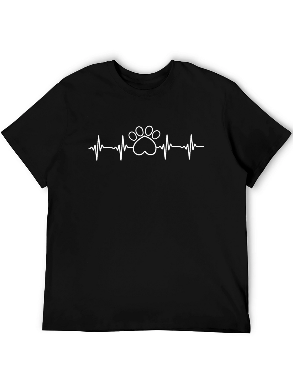 Paw Print Heartbeat T-Shirt - Black Cotton