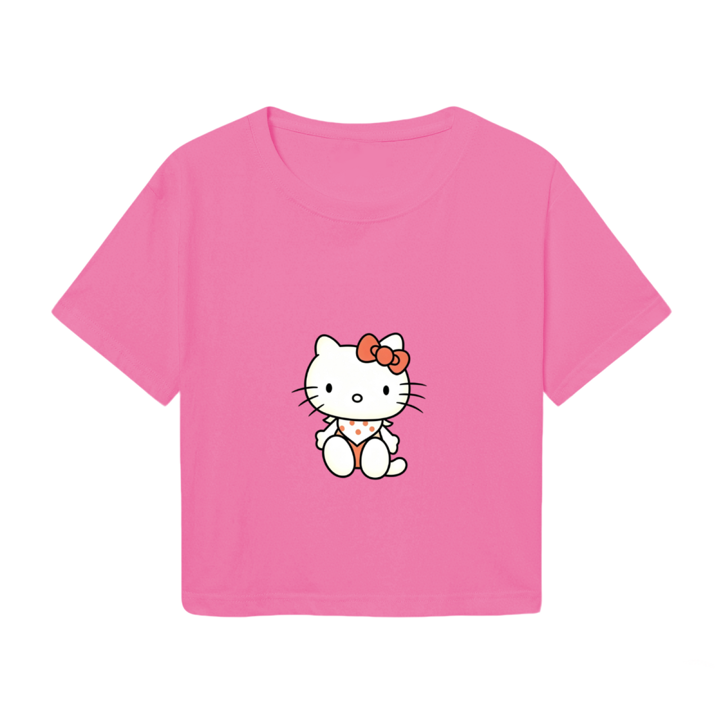 Minimal Wink Hello Kitty Black Crop Top Trendy Y2K Aesthetic Short Top