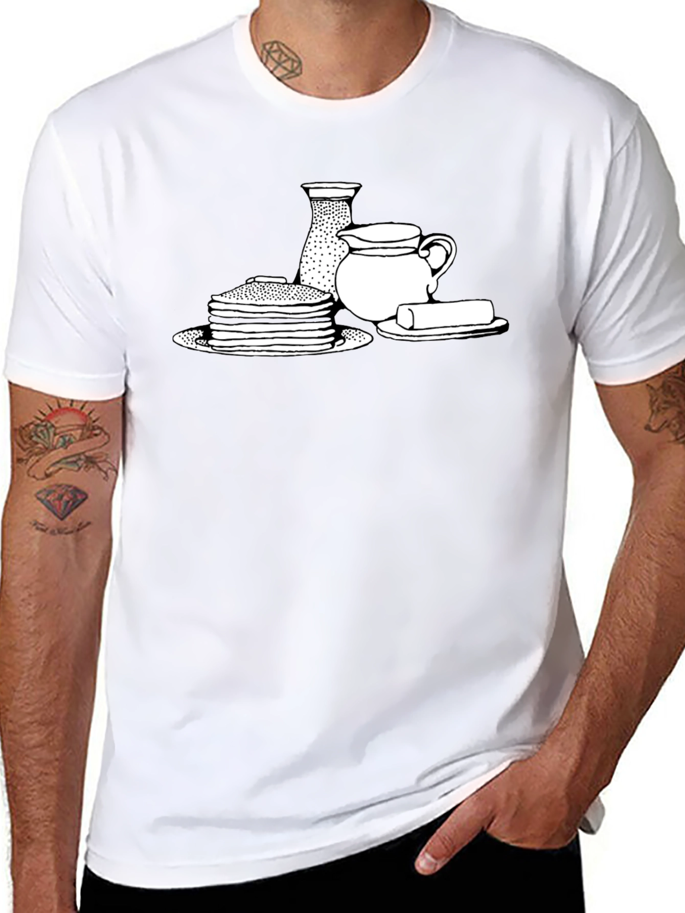 Pancake Breakfast T-Shirt - Black Comfortable Fit