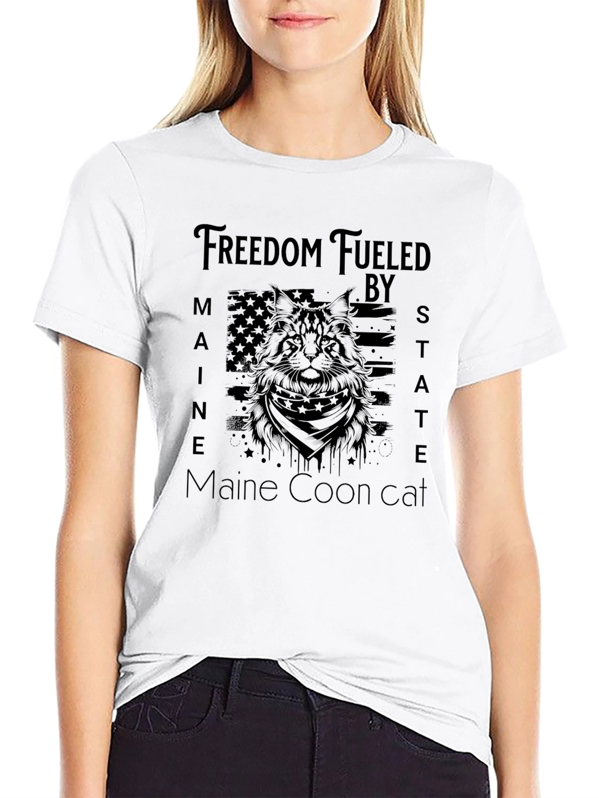 Freedom Fueled Maine Coon Cat T-Shirt