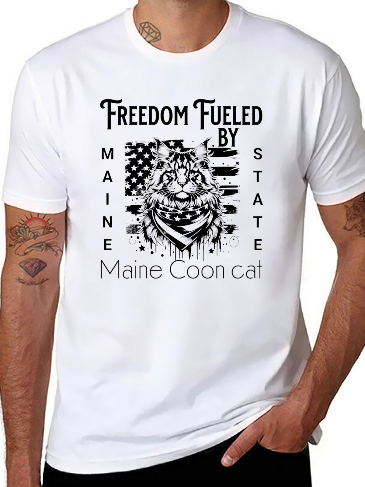 Freedom Fueled Maine Coon Cat T-Shirt