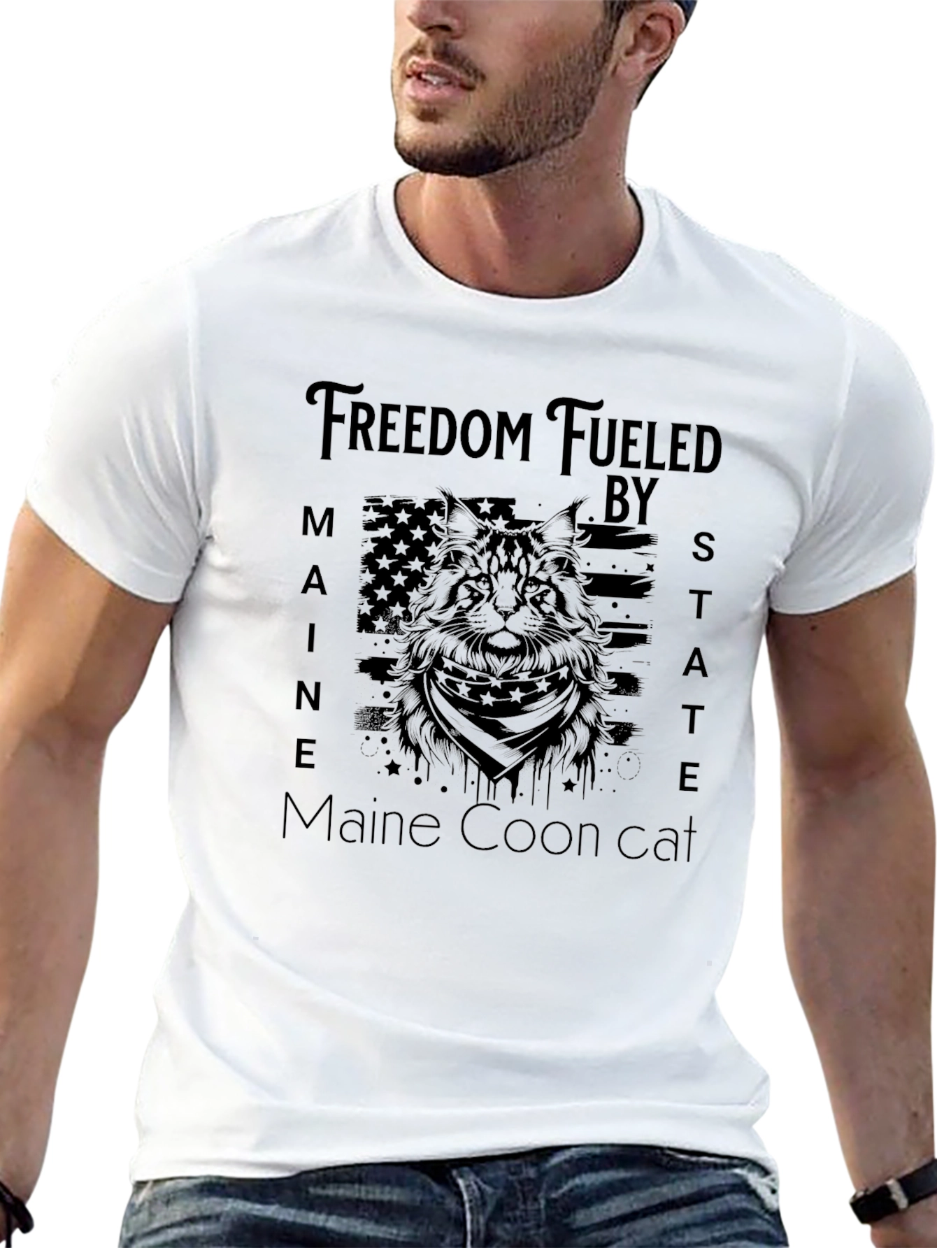Freedom Fueled Maine Coon Cat T-Shirt