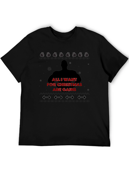 Christmas Gains T-Shirt - Gym Workout Fitness Tee