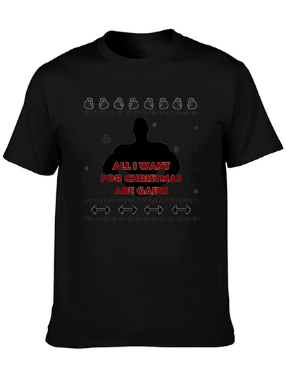 Christmas Gains T-Shirt - Gym Workout Fitness Tee