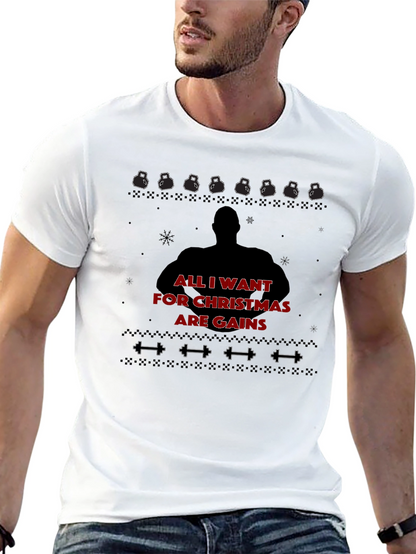 Christmas Gains T-Shirt - Gym Workout Fitness Tee