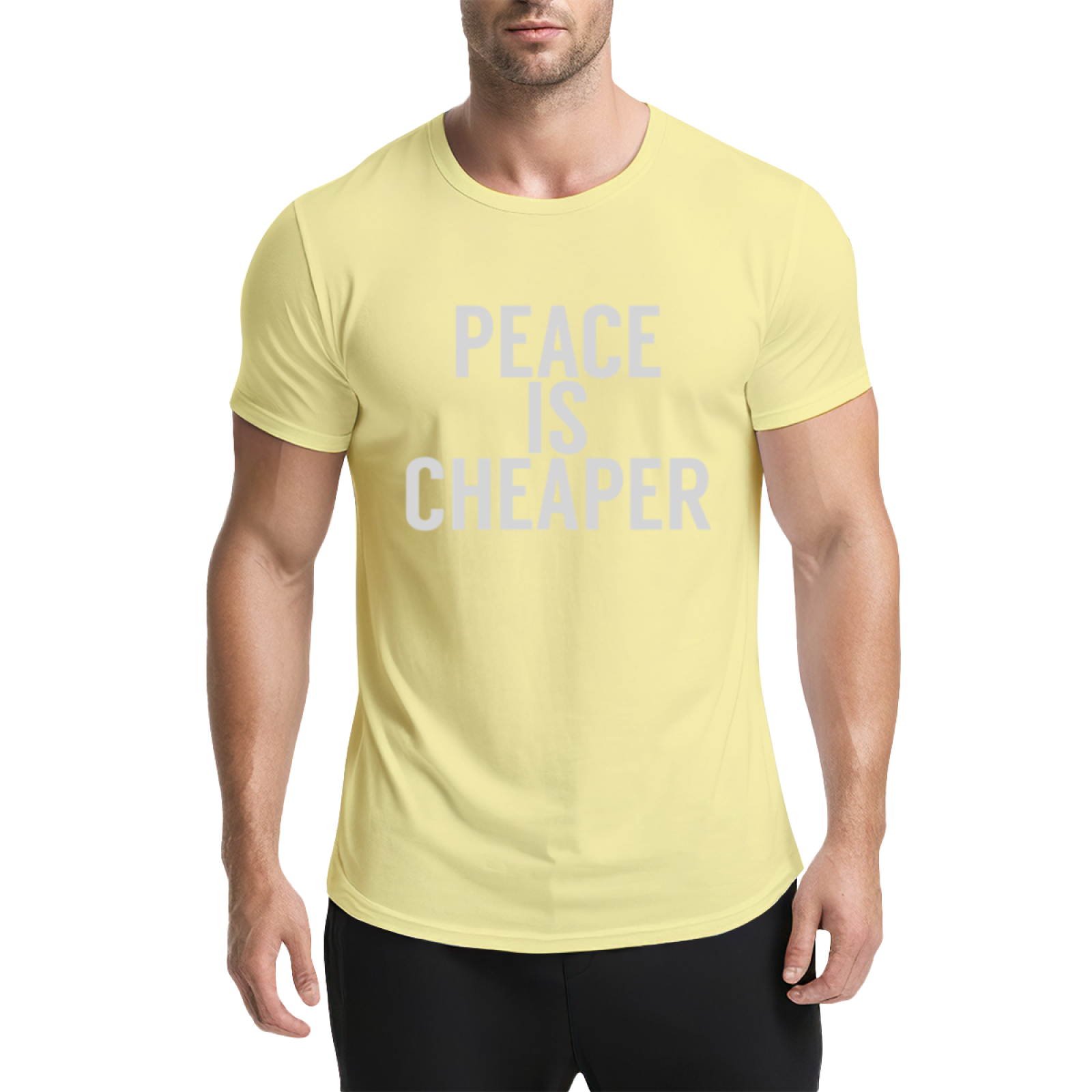 Peace Is Cheaper Anti-War Simple Text T-Shirt