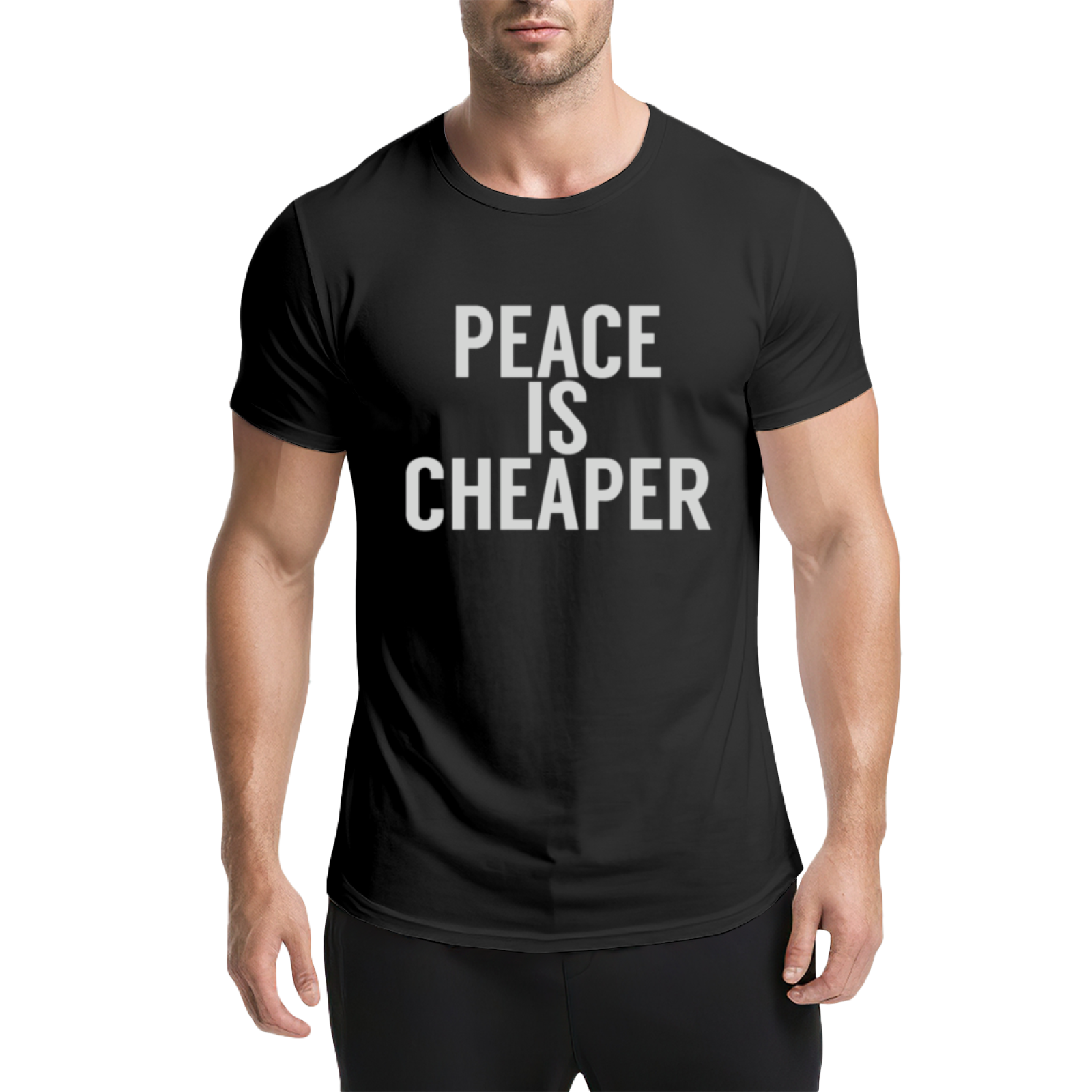 Peace Is Cheaper Anti-War Simple Text T-Shirt