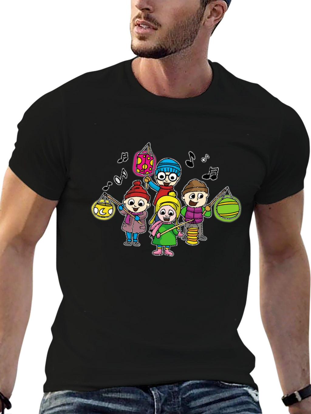 Cartoon Kids Lanterns T-Shirt