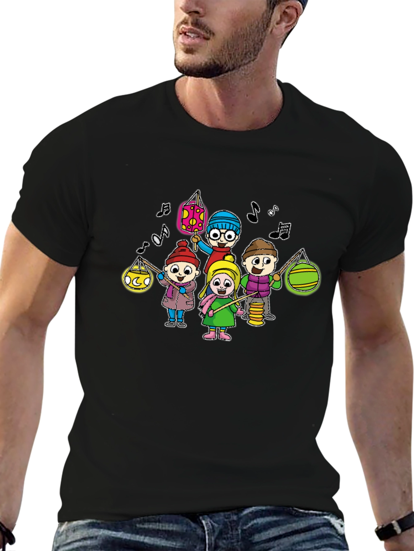 Cartoon Kids Lanterns T-Shirt