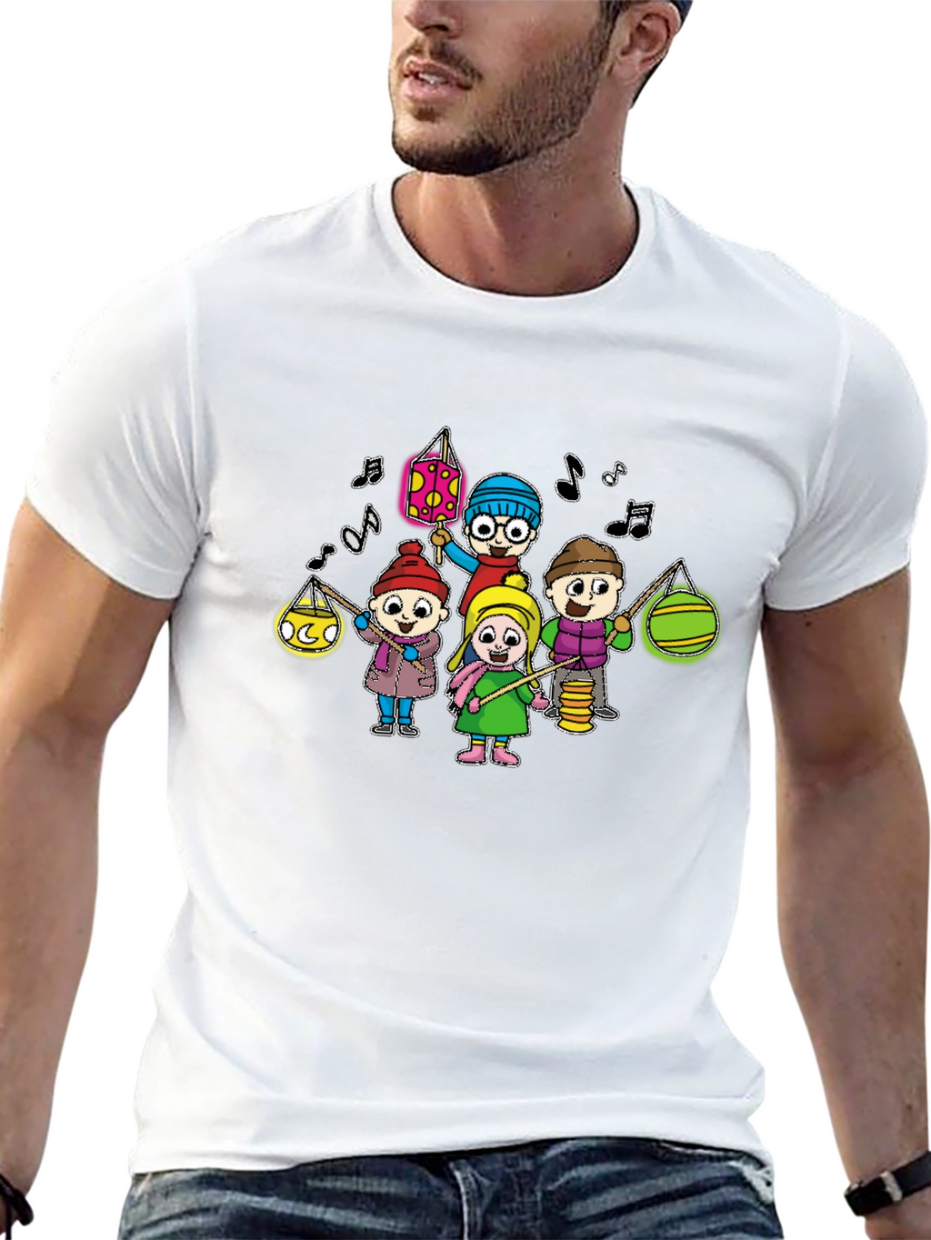 Cartoon Kids Lanterns T-Shirt