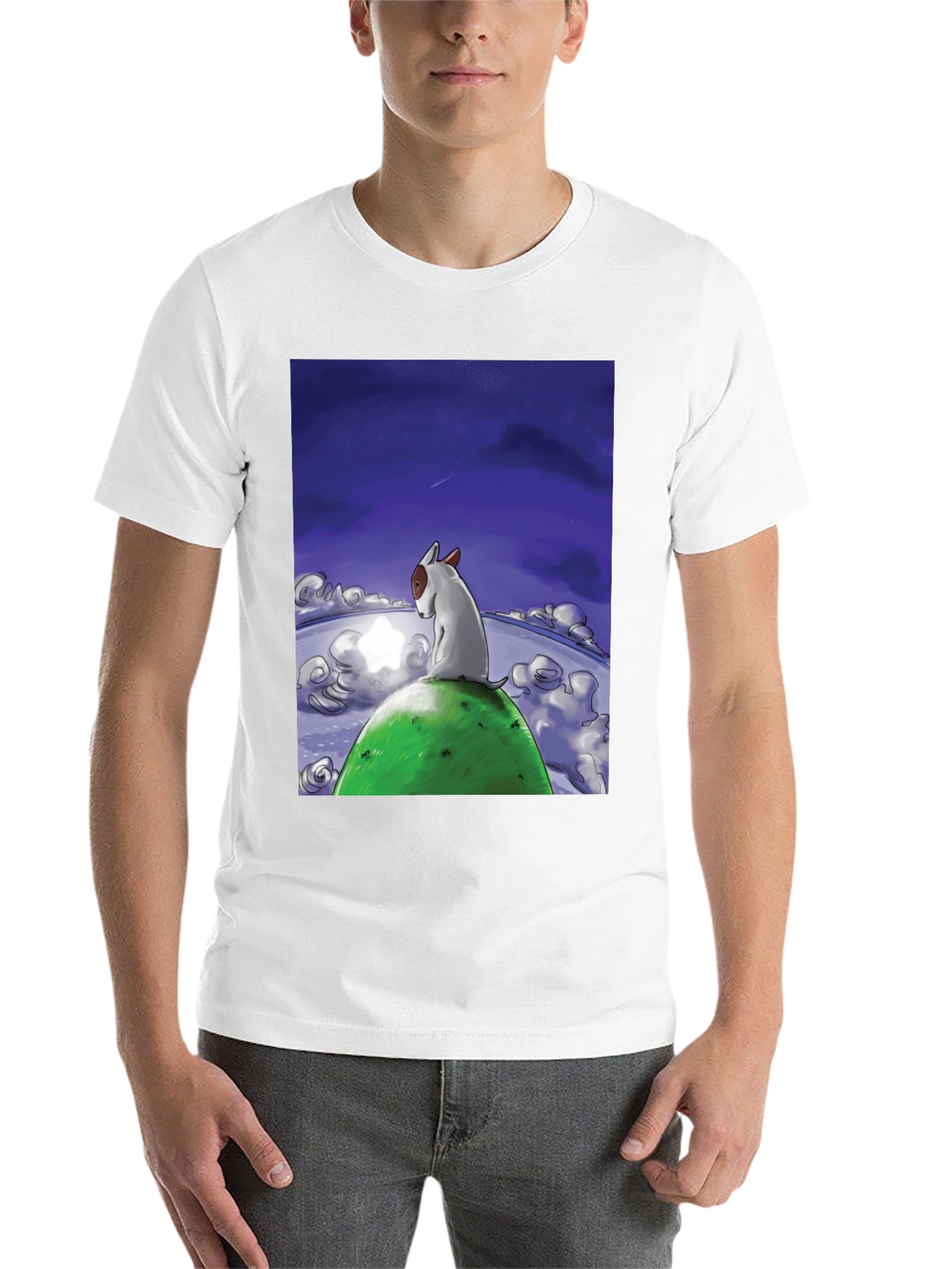 Dog Stargazing Tee - Bull Terrier Graphic Print
