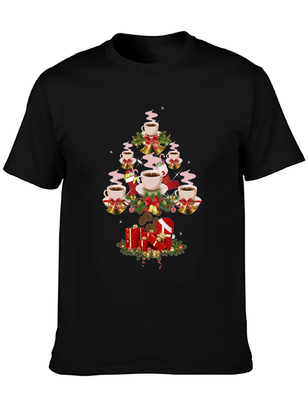 Coffee Christmas Tree Graphic T-Shirt