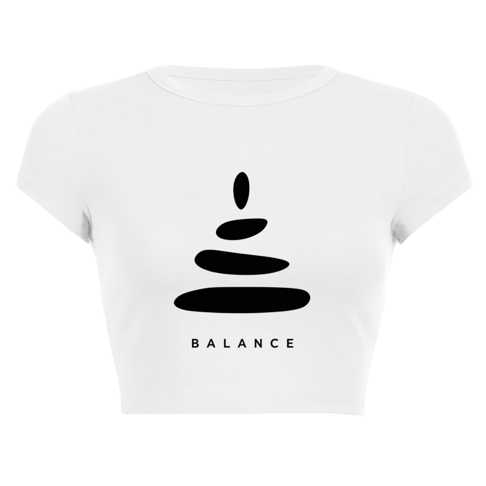 Balance Stacked Stone Minimalist White Zen Crop Top