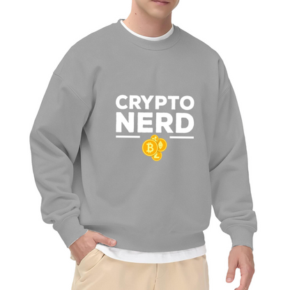 Crypto Nerd Sweatshirt | Bitcoin Ethereum Cartoon Coins Graphic Crewneck, Cryptocurrency Pullover Top, Funny Geek Gift for Investors Traders