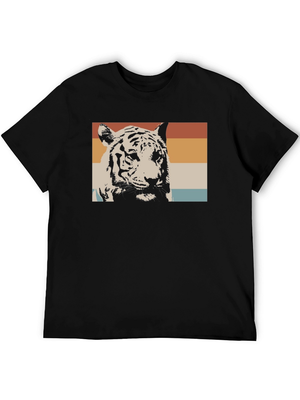 Retro Tiger Graphic Tee - Black Cotton T-Shirt