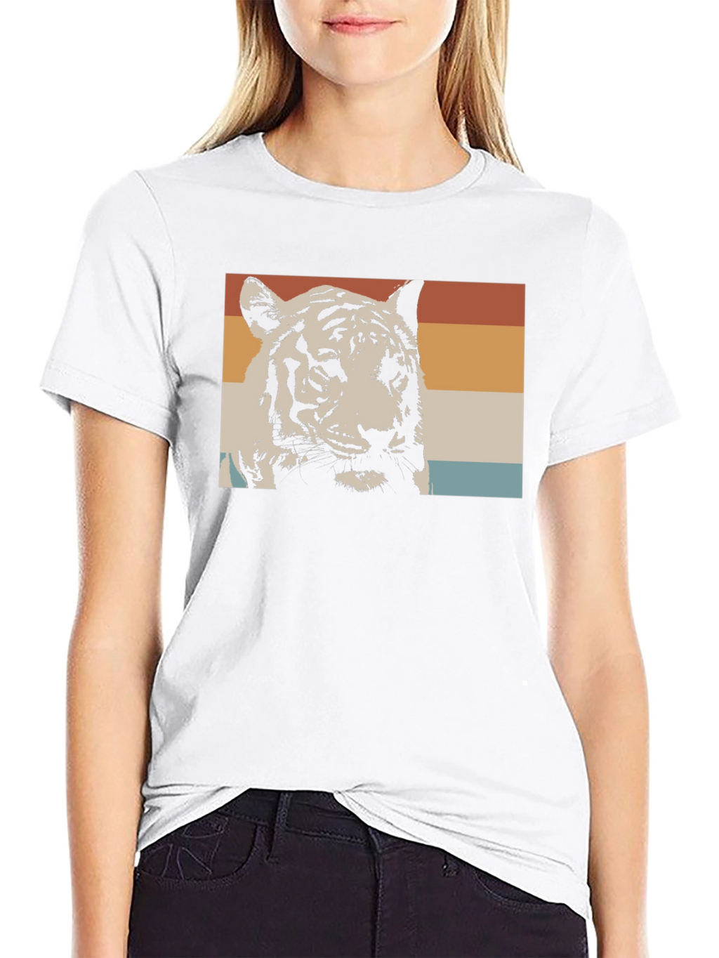 Retro Tiger Graphic Tee - Black Cotton T-Shirt