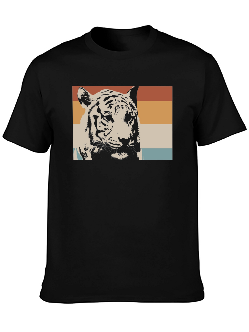 Retro Tiger Graphic Tee - Black Cotton T-Shirt