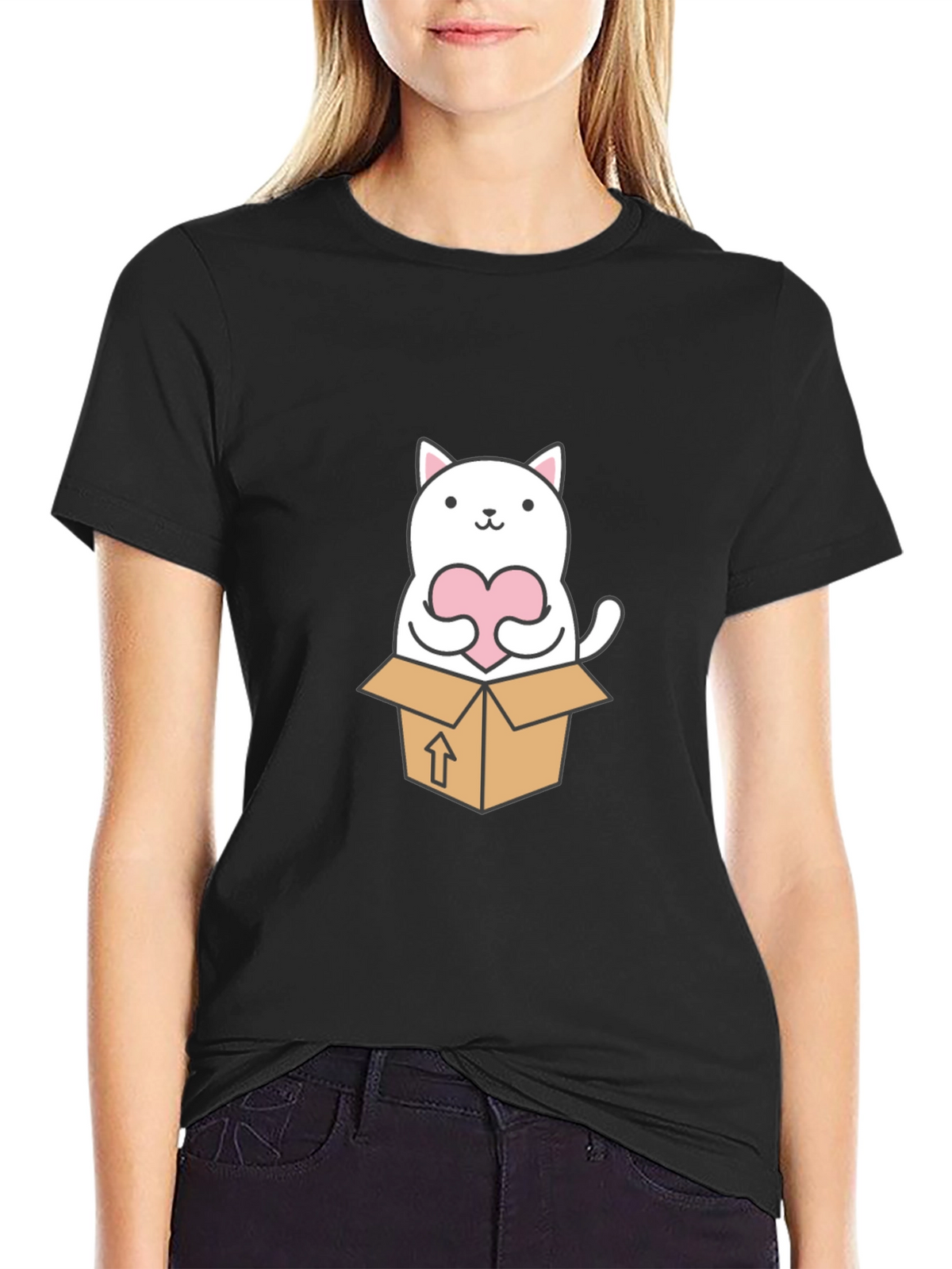Cute Cat in a Box Graphic Tee