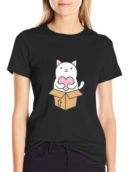 Cute Cat in a Box Graphic Tee