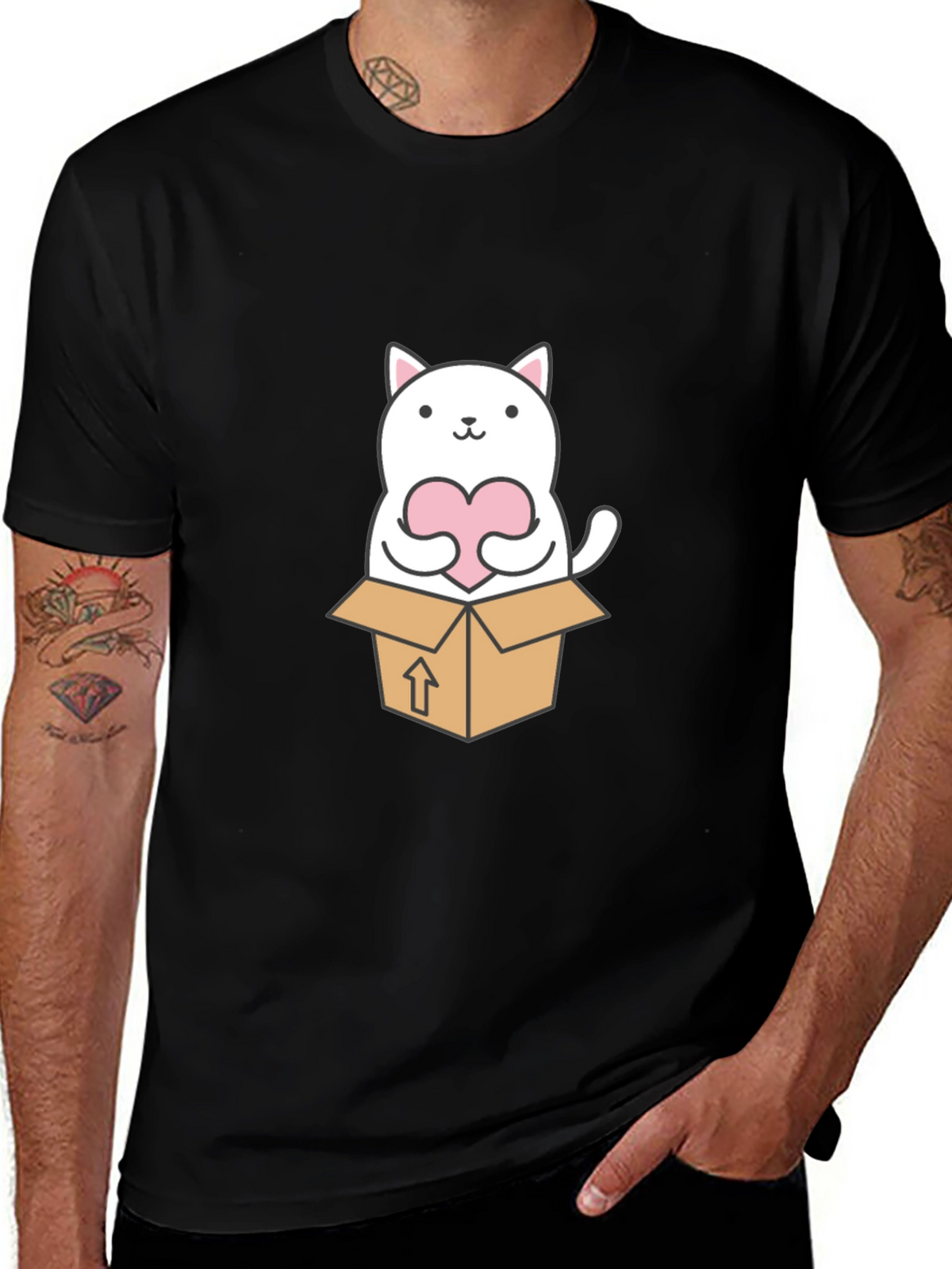 Cute Cat in a Box Graphic Tee