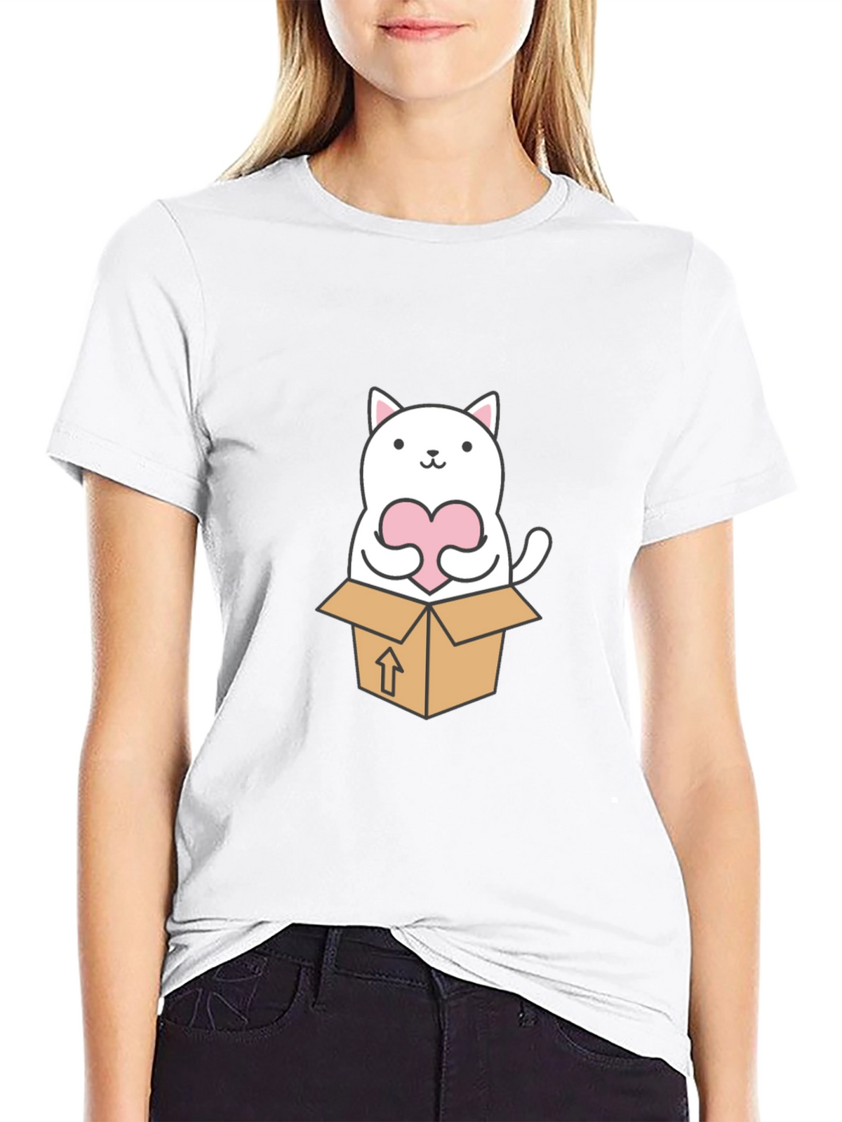 Cute Cat in a Box Graphic Tee