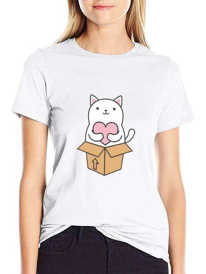 Cute Cat in a Box Graphic Tee