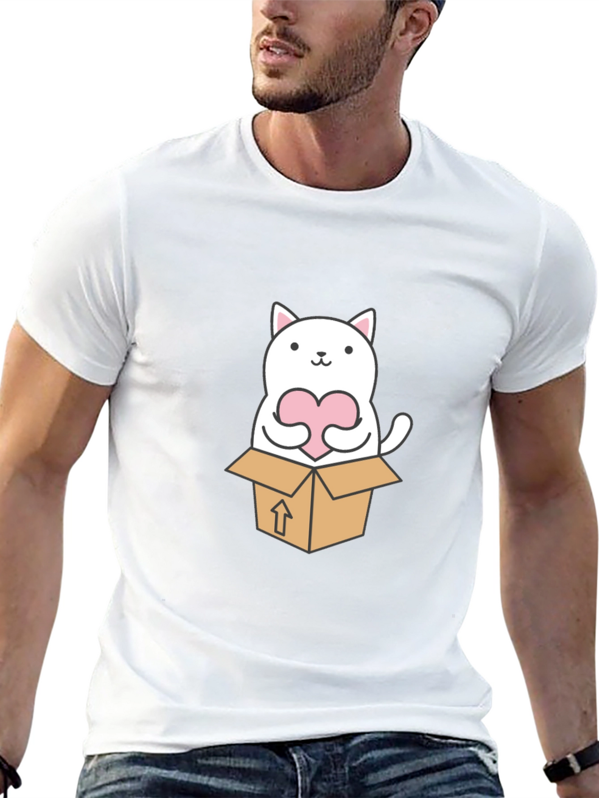 Cute Cat in a Box Graphic Tee