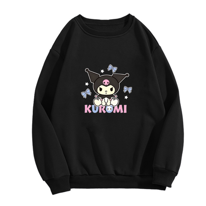 Lovely Bow Star Kuromi Colorful Letter Crewneck Sweatshirt