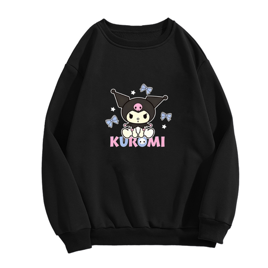 Lovely Bow Star Kuromi Colorful Letter Crewneck Sweatshirt