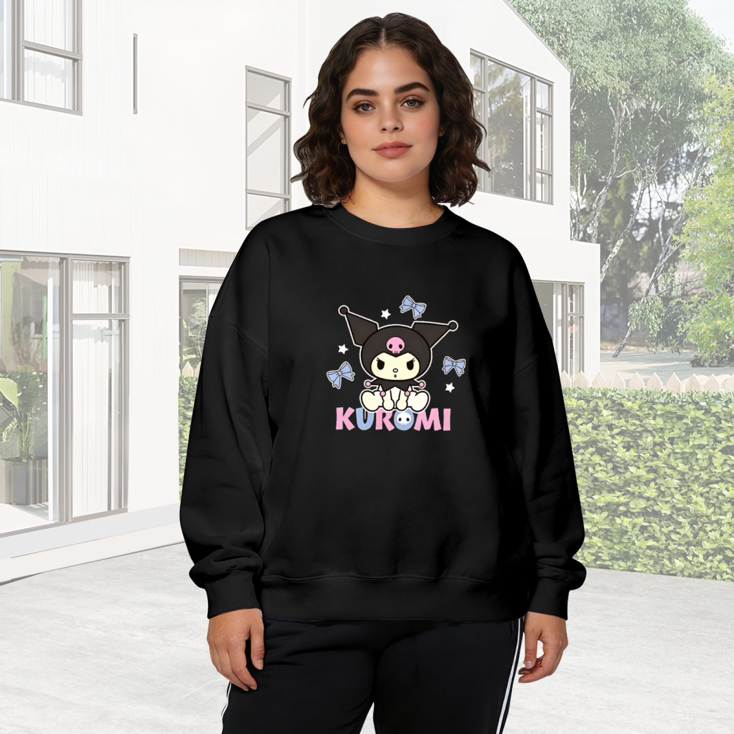 Lovely Bow Star Kuromi Colorful Letter Crewneck Sweatshirt