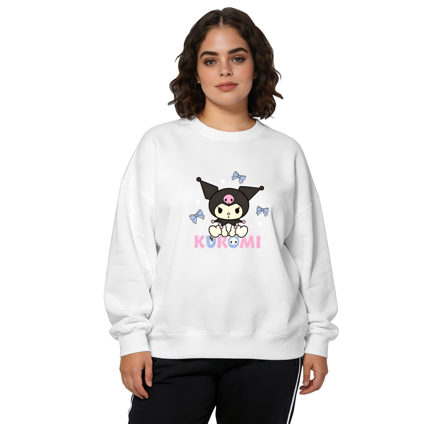 Lovely Bow Star Kuromi Colorful Letter Crewneck Sweatshirt