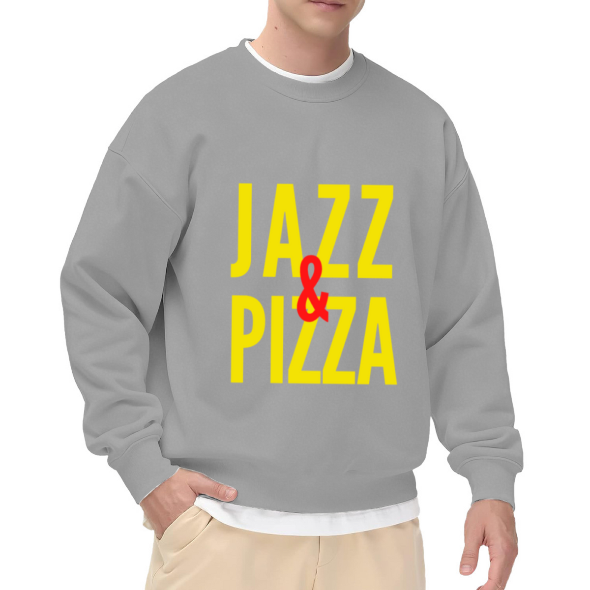 Jazz And Pizza Crewneck Sweatshirt, Retro Bold Typography Pullover, Music Food Gift