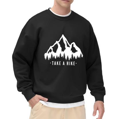 Take A Hike Crewneck Sweatshirt - Snowy Mountain Trail Graphic Pullover, Hiker Gift, Outdoor Adventure Top