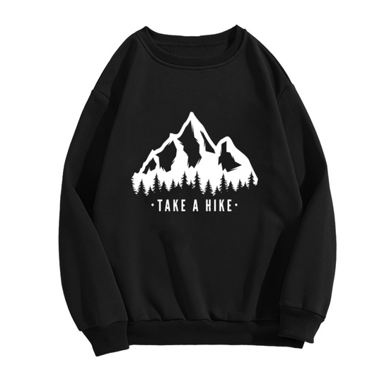 Take A Hike Crewneck Sweatshirt - Snowy Mountain Trail Graphic Pullover, Hiker Gift, Outdoor Adventure Top