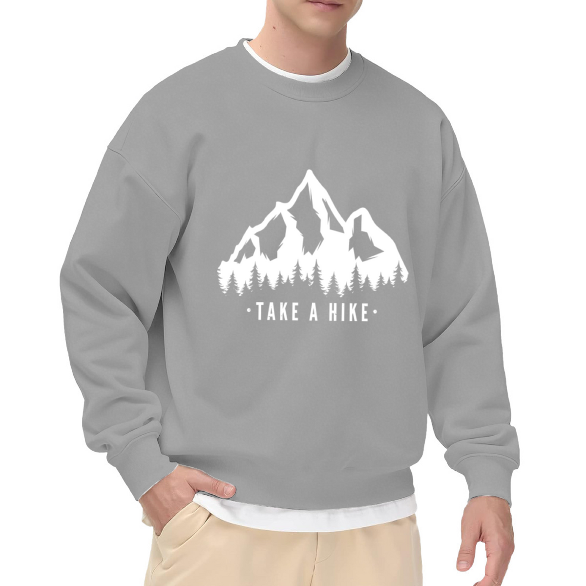 Take A Hike Crewneck Sweatshirt - Snowy Mountain Trail Graphic Pullover, Hiker Gift, Outdoor Adventure Top